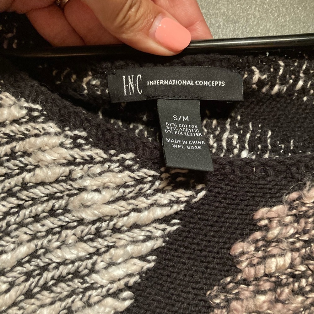 INC gray/brown/black size S/M poncho - Picture 3 of 5